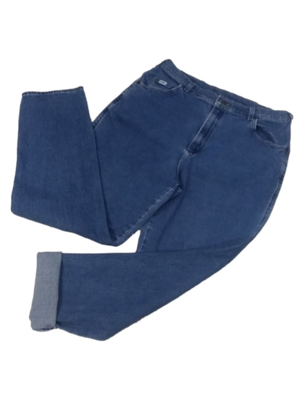Lee Original Jeans Blue Medium Wash Five Pocket High Rise Straight Leg Jean
